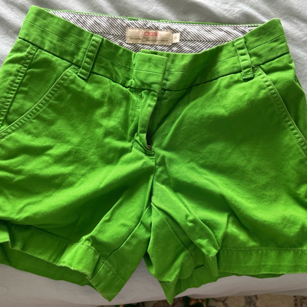 J. Crew Green Bermuda Shorts Cotton Twill